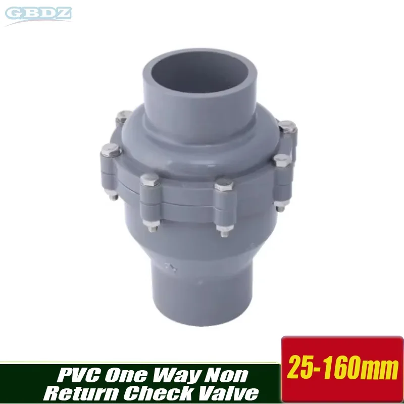 PVC One Way Non Return Check Valve 25,32,40,50,63,75,90,110,160mm Metric Solvent Weld Pressure Pipe Fitting Aquarium Garden