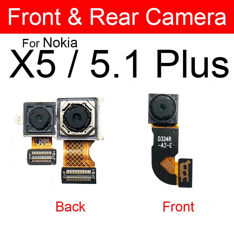 Front Facing & Back Rear Camera For Nokia 5 6 7 X5 X6 X7 5.1 6.1 7.1 Plus 2018 Samll Big Main Camera Flex Cable Repair Parts