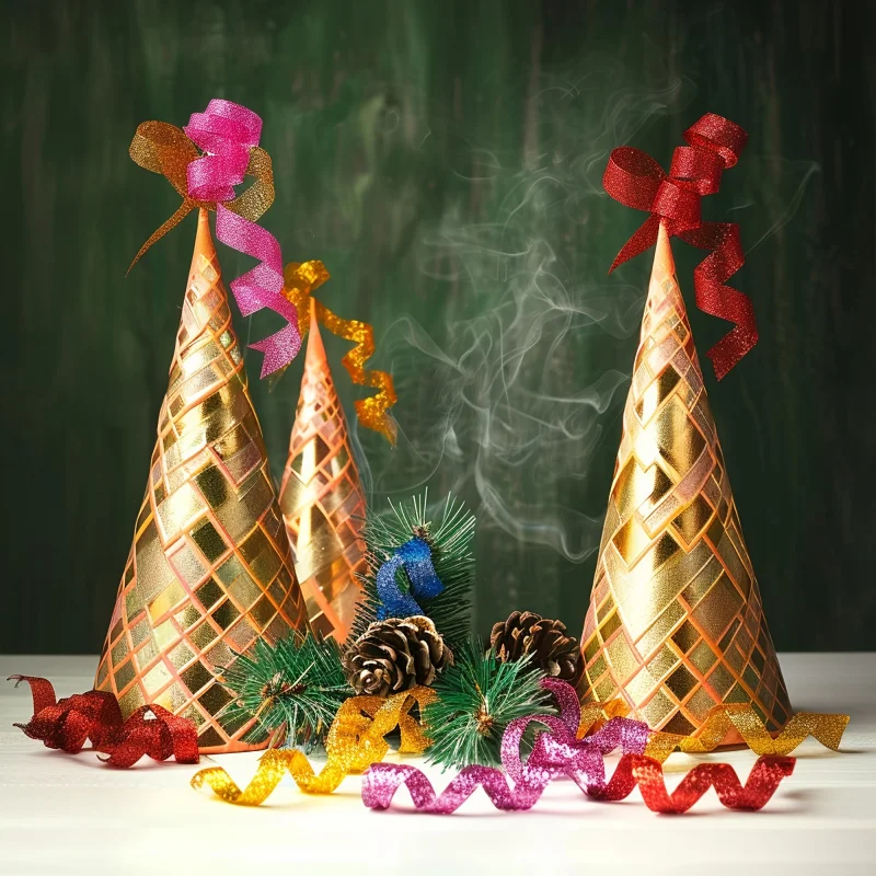 Kraft Paper Cones DIY Handmade Christmas Tree Base, Hollow Paper Cone Forms Craft Molds for Home Xmas Party Table Decor