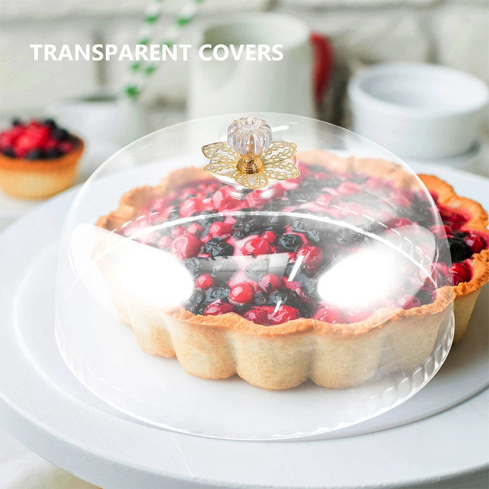 

1pc Clear Cake Dome Acrylic Food Cover Transparent Dessert Protector Reusable Hard Smooth Handle Design For Cake Tray Fruit