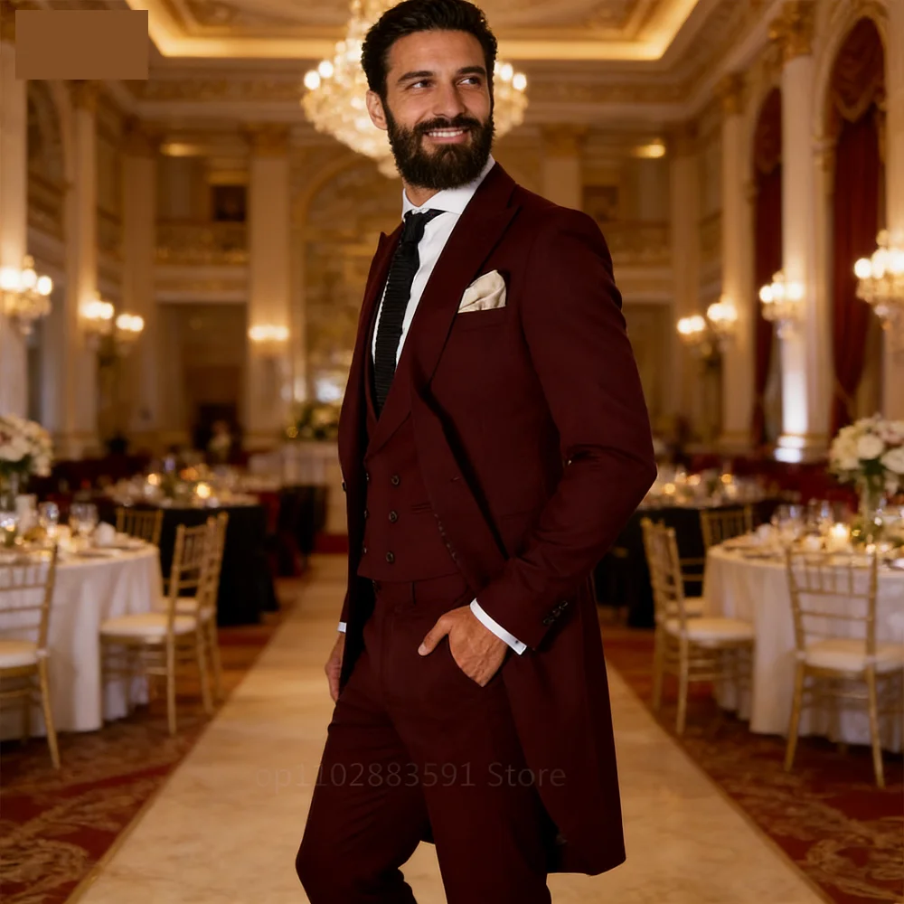 

Men's Tailcoat Tuxedo in Royal Blue Made to Measure Wedding Groomsmen Long Fashion Blazer Smoking Suit Customizable Male Traje