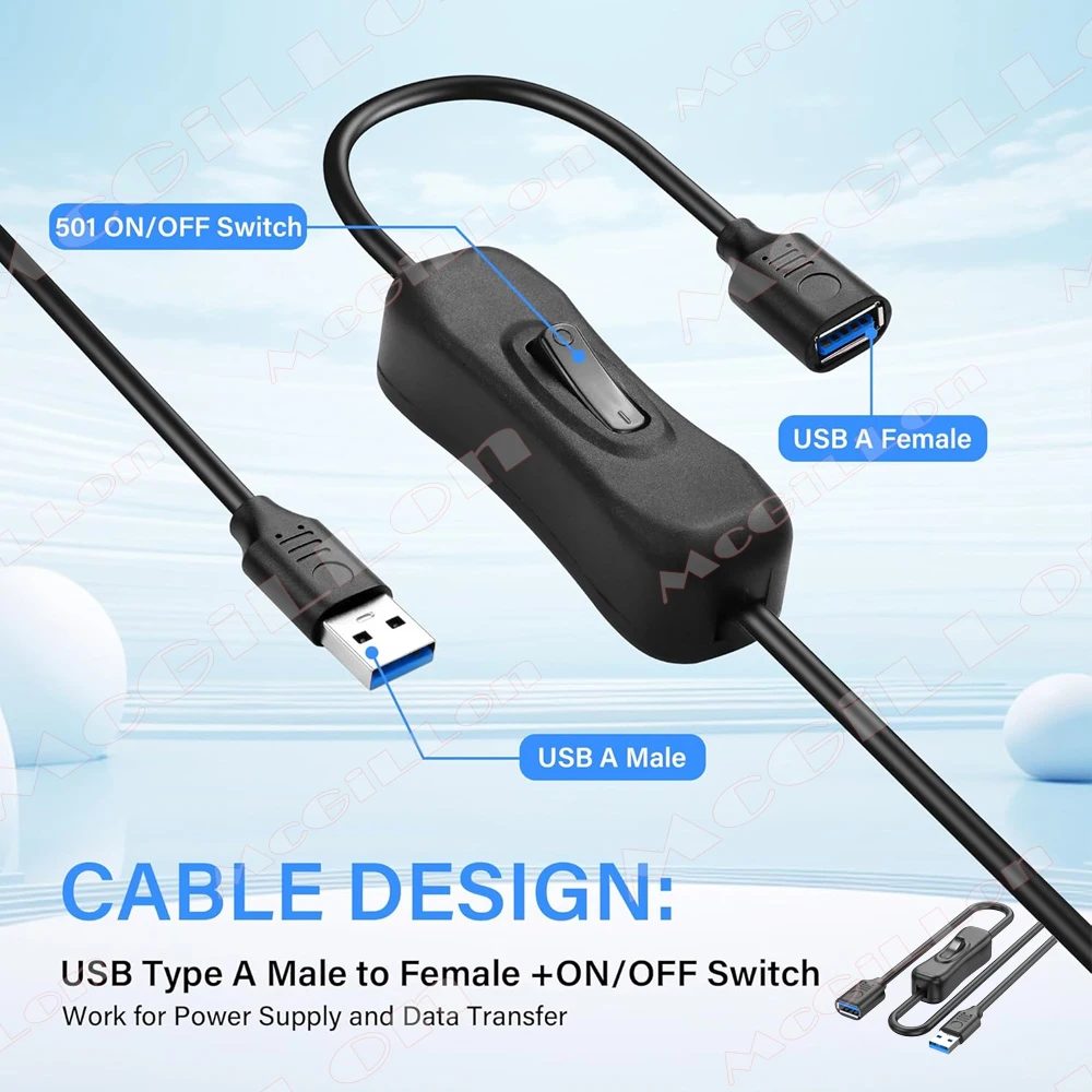 USB3.0 Cable With Switch ON/OFF Cable Extension Toggle for USB Lamp USB Fan Power Supply Line Durable Adapter USB Headset LED