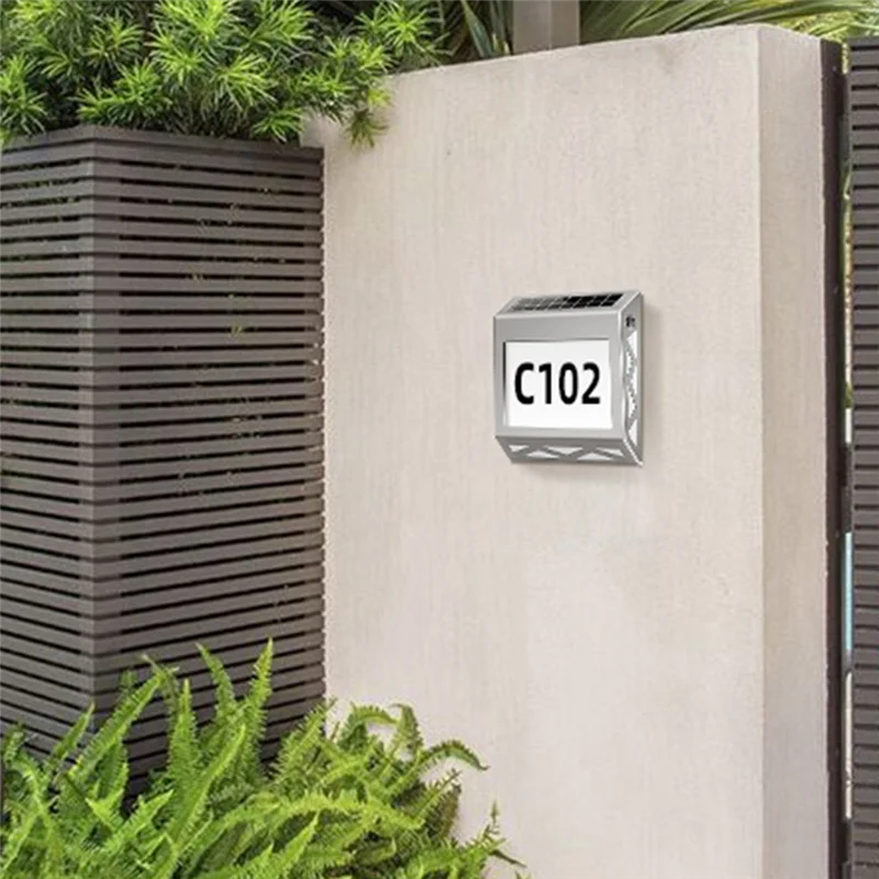 

Стильный водонепроницаемый уличный знак, солнечный цифровой светильник для дома, настенный светильник с номером адреса, номерной знак, подходит для сада, прочный