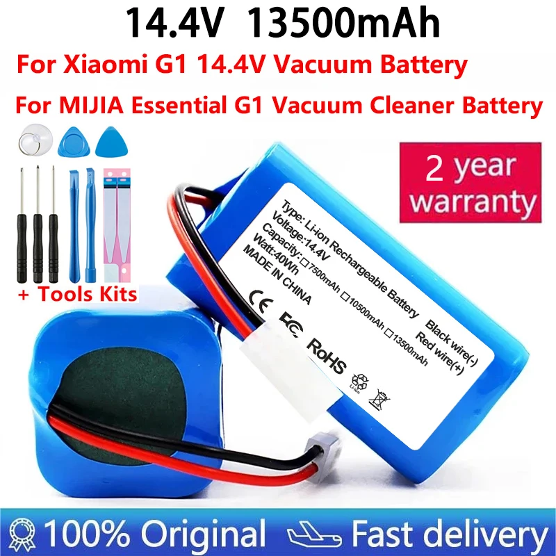 14.4V 13500mAh lithium ion battery, suitable for Xiaomi G1 Mi Essential MIJIA MJSTG1 robot vacuum Mop cleaner,18650 Battery Pack