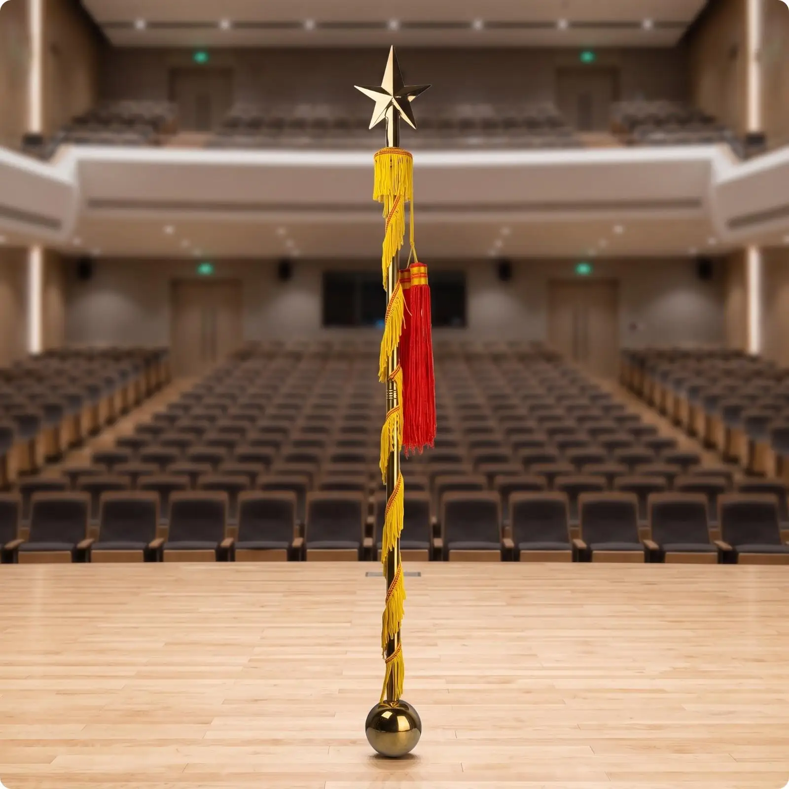 Polished Director Baton with Celestial | built-in Sounding Base Stainless Steel Construction, Marching Baton with Tassels, for