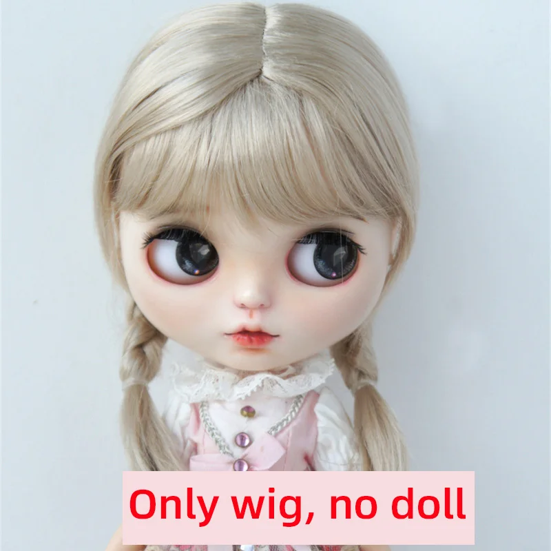 Bjd bonecas peruca blythe menina marrom bonito torção dupla tranças franja de ar para diy boneca acessórios tamanho 9-10,10-11 Polegada