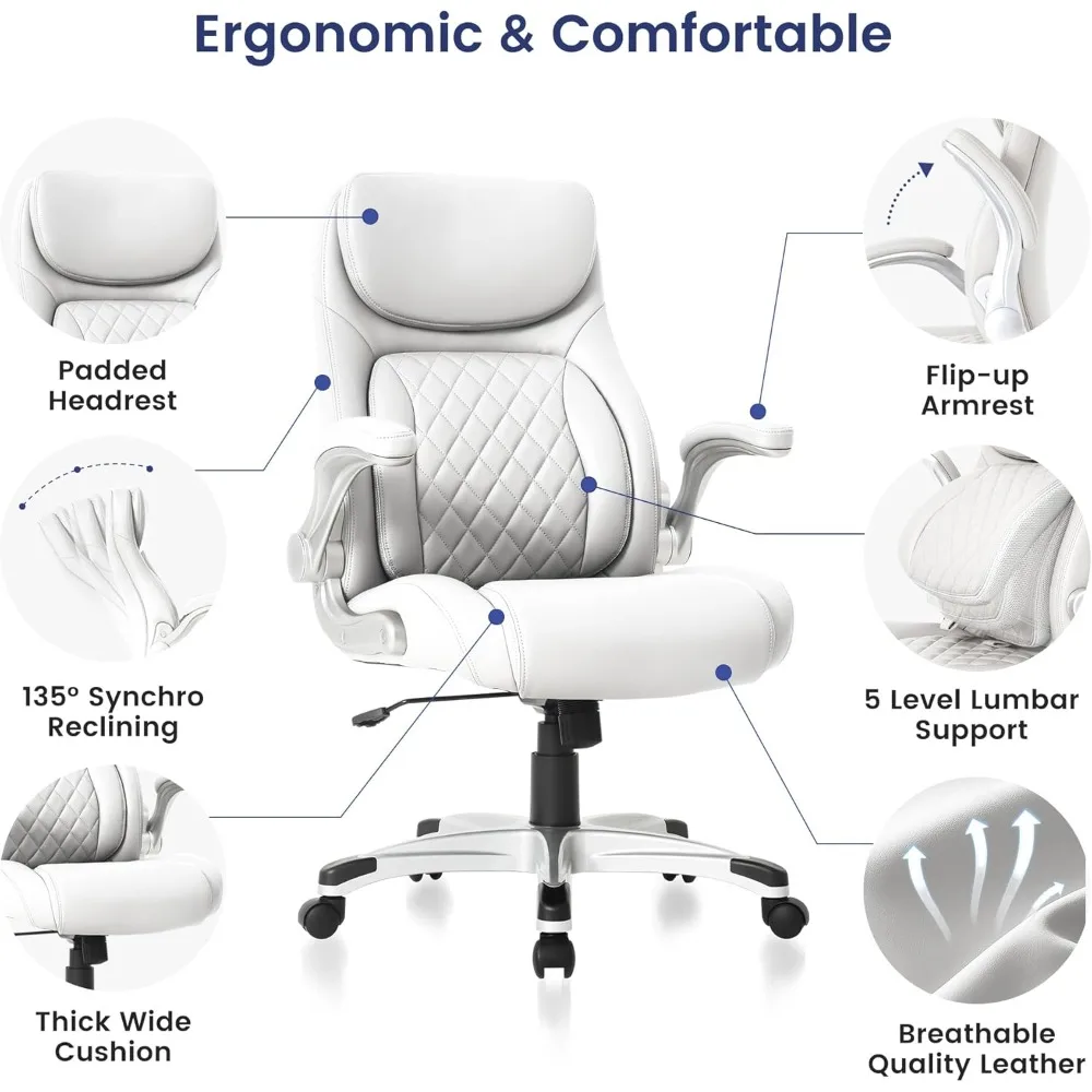 Ergonomic Office Chair Premium Microfiber Leather Adjustable Lumbar Support & Armrests