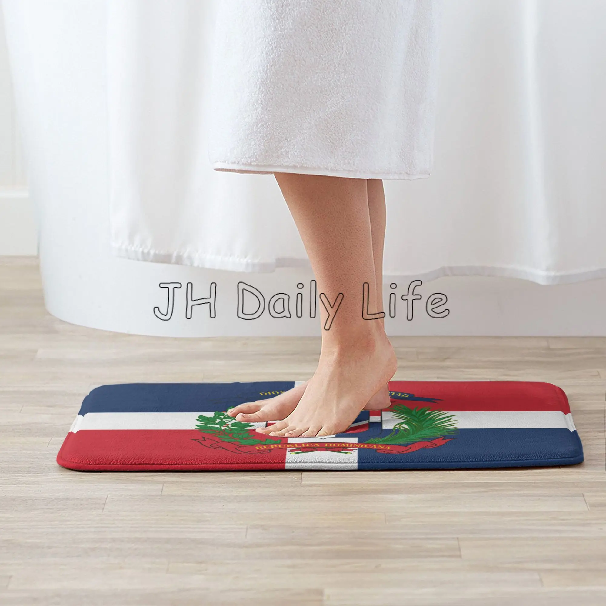 Dominican Republic Flag Welcome Mats for Front Door Mat Indoor Home Floor Mats Non Slip Carpet Flannel Rug for Bathroom Bedroom