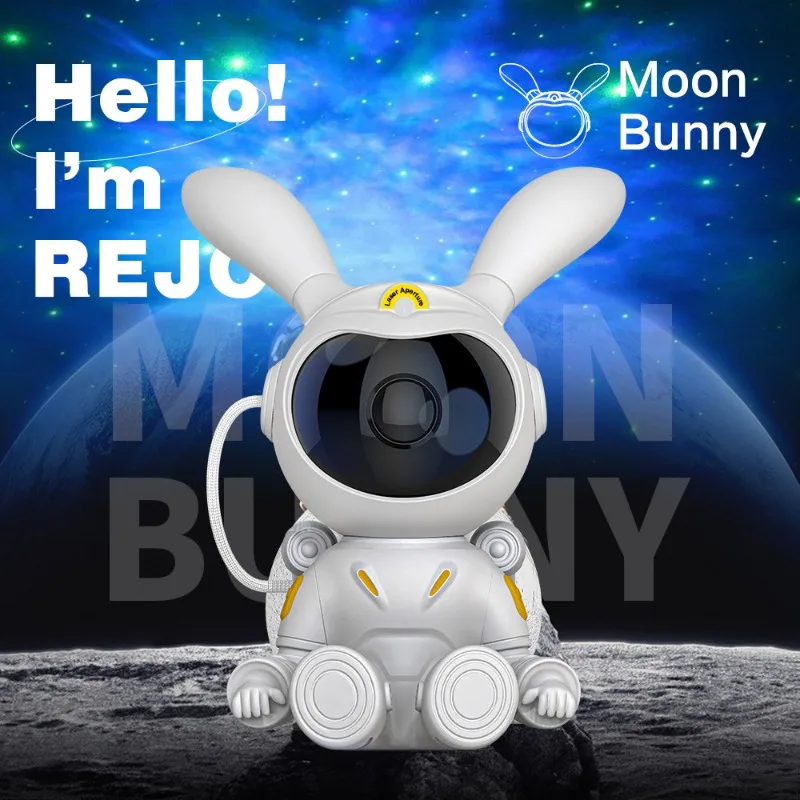 2025 New Moon Rabbit Starlight Projection Lamp LED Atmosphere Night Light USB with Remote Control Nightlight Bedroom Children