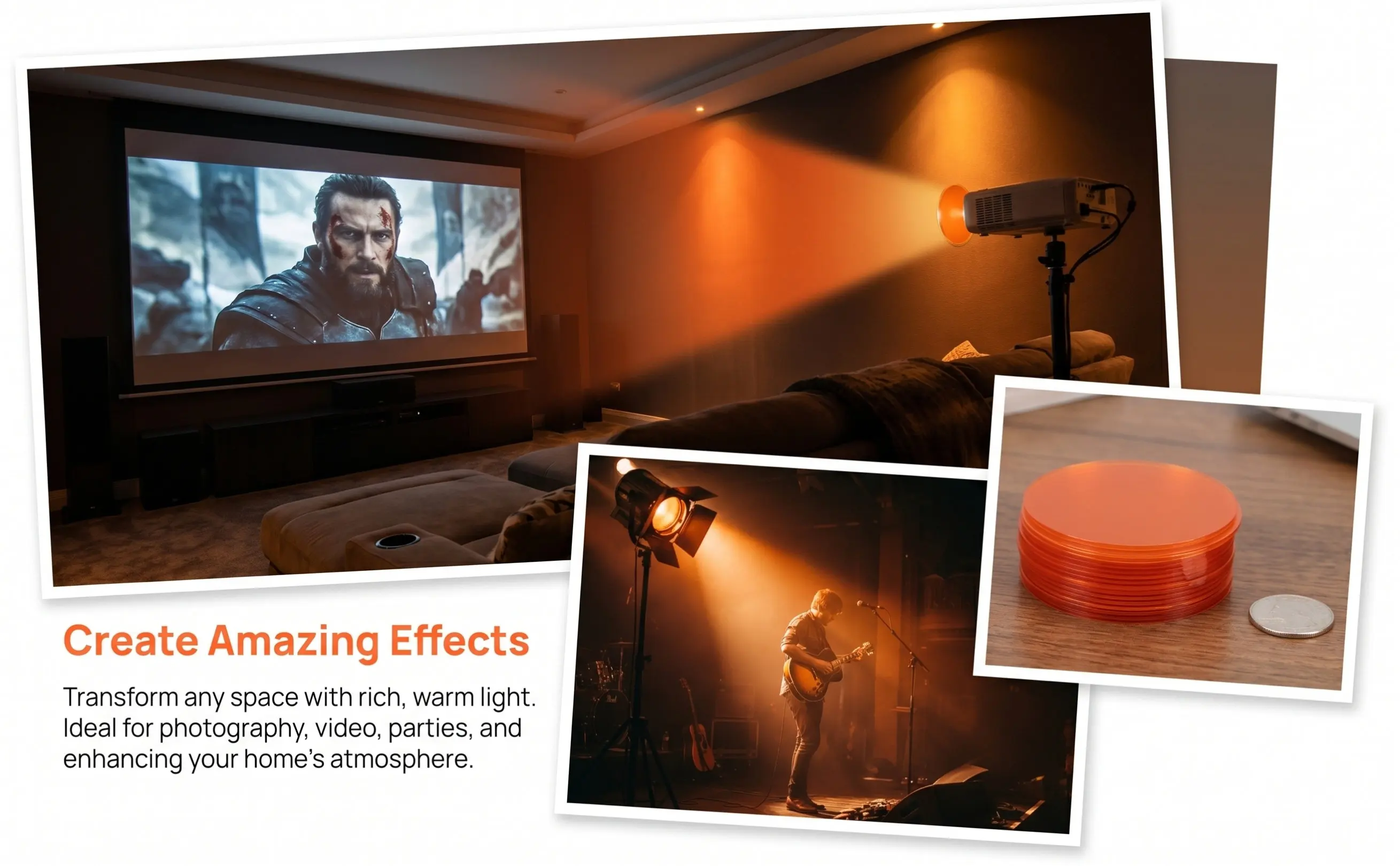 20Pcs Warm Light Filter Stickers Self Adhesive Amber Color Gel Sheets 74Mm Round Discs for Ceiling Spotlights Pendant Lamps