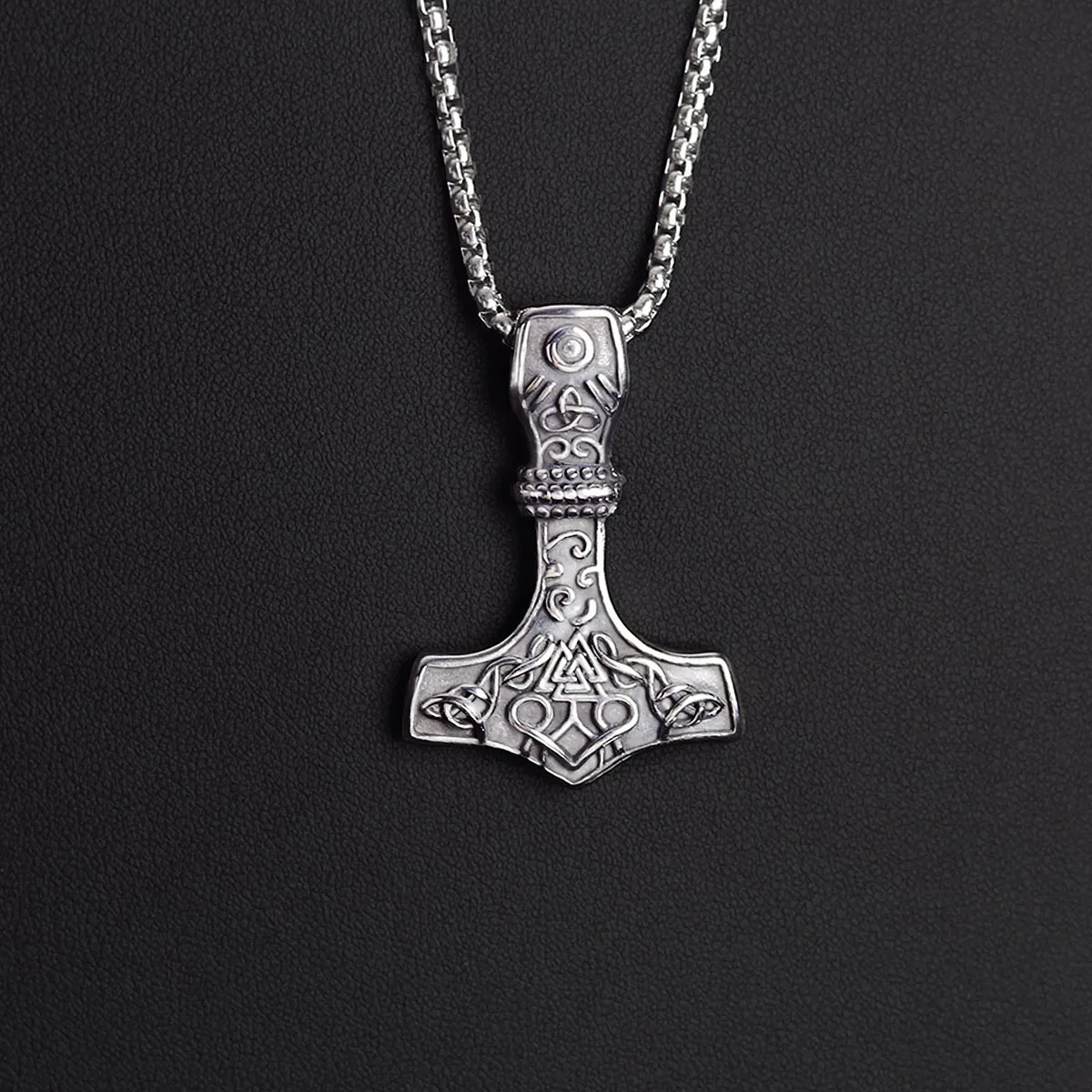 Dropshiping Huge Wolf Thor hammer necklace Mjolnir Viking Amulet Hammer Pendant Norse Jewelry with stainless steel chain