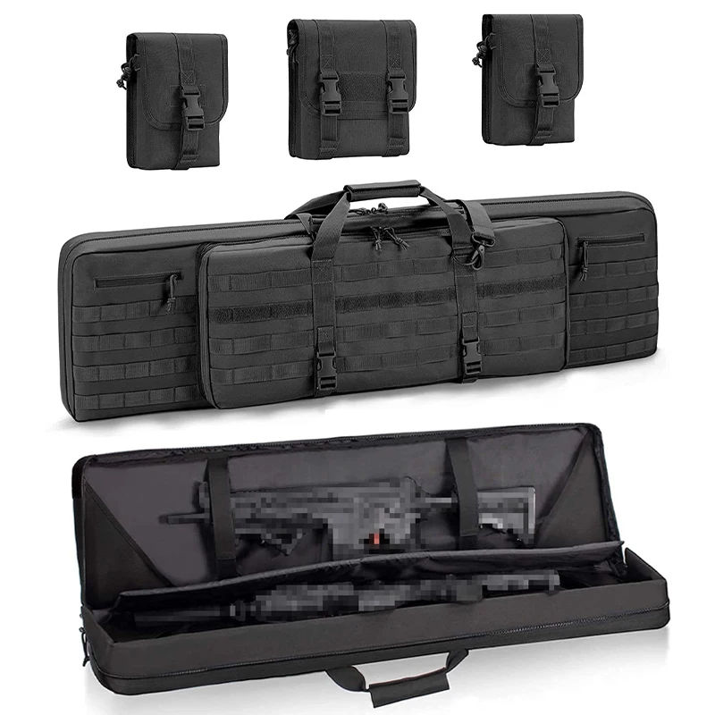 

Double Ri-fle Case Zipper Lock Molle System Backpack Soft Padded G-un Range Bag for Hunting Accessories Fishing Rod Case