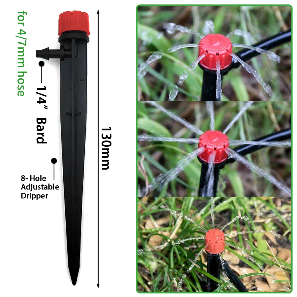 Zestaw do nawadniania kropelkowego ogrodu Zestaw do automatycznego nawadniania 1/4\'\' 13CM Zraszacz do bonsai Doniczka Roślina Kwiat Warzywa Szklarnia