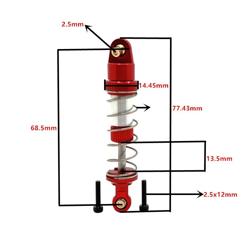MJX Hyper Go 14209 14210 14211 16207 16208 16209 16210 H16 4pcs Metal Óleo Amortecedor Amortecedor RC Car Upgrade Parts Acessórios