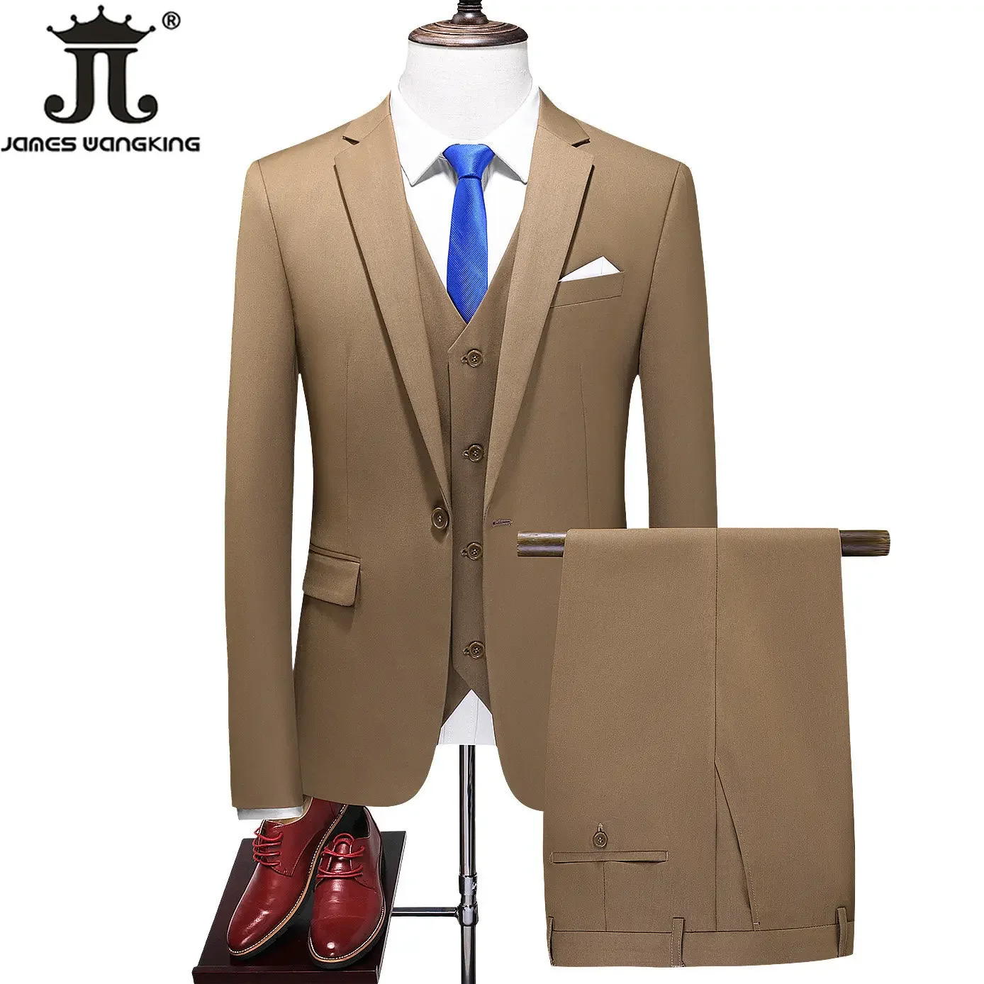 19 colori (pantaloni gilet giacca) abito formale da uomo d'affari in tinta unita di marca di fascia alta completo da tre pezzi abito da sposa sposo