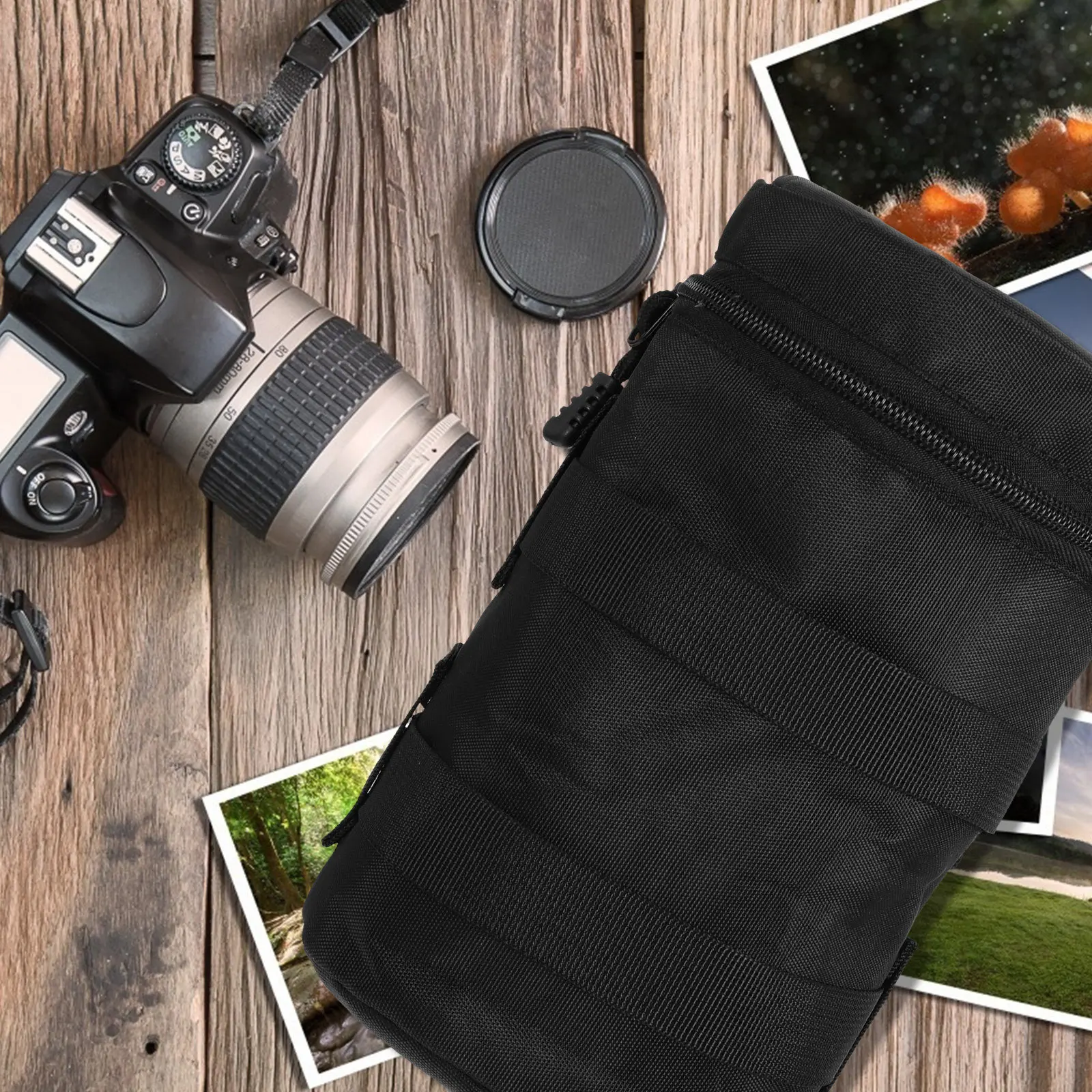 Camera Lens Case Bag Size L Premium Nylon Zipper Lens Pouch Built in Sponge for Dslr Lenses Moisture Dust Scratch Impact