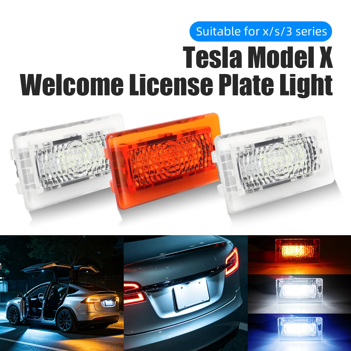 

For Tesla Model 3 S X LED Interior Footwell Light Ultra Bright Puddle Door Bulb 2017- 2023 Upgrade Trunk Lamp Accessories