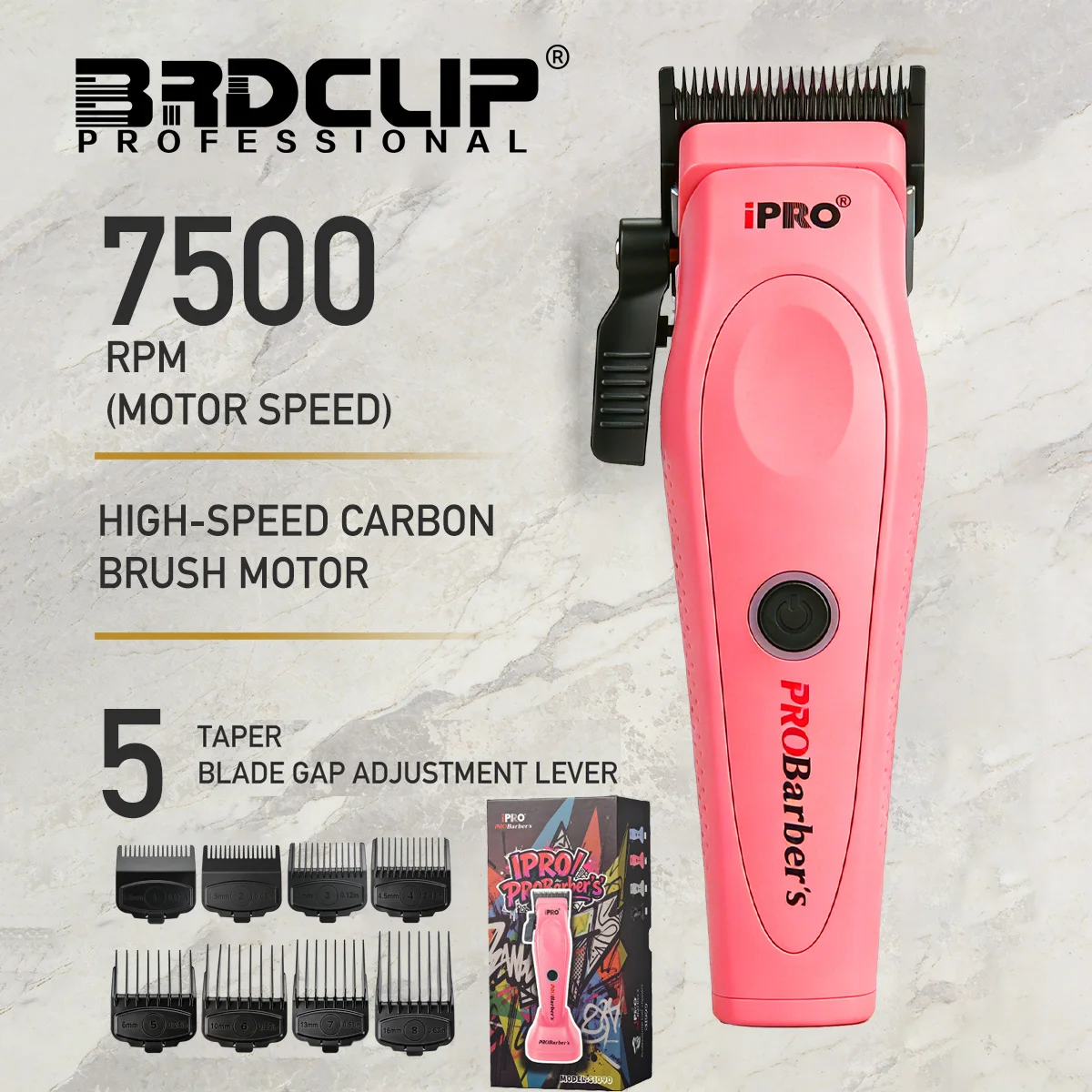NEW Pink 7500RPM Professional FADE Clipper Barber Pompadour Hair Trimmer Salon Slicked Back Haircut Tools for Man