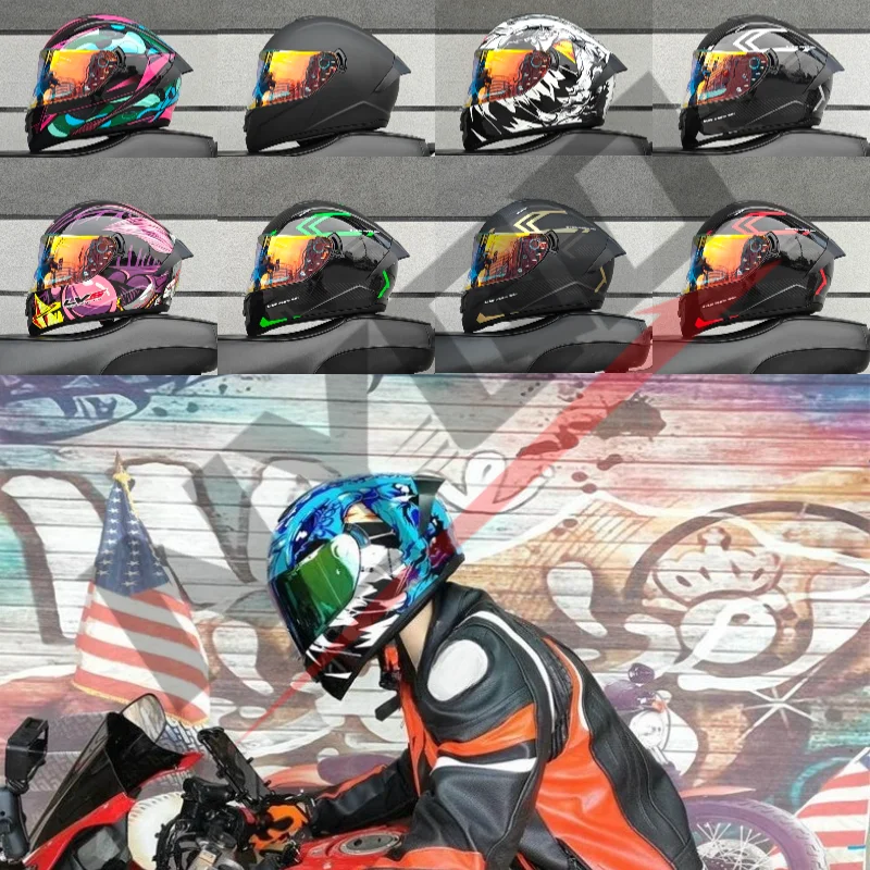 

Full Face Racing Helmets Winter Warm Double Visor Motorcycle Helmet Motorbike Sports helmet LVS-701