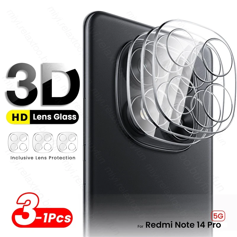 3-1Pcs HD Lenses Glass For Xiaomi Redmi Note 14 13 Pro 5G 4G Clear 3D Tempered Glass Camera Lens Film Redmy Note13 Note14 Pro+