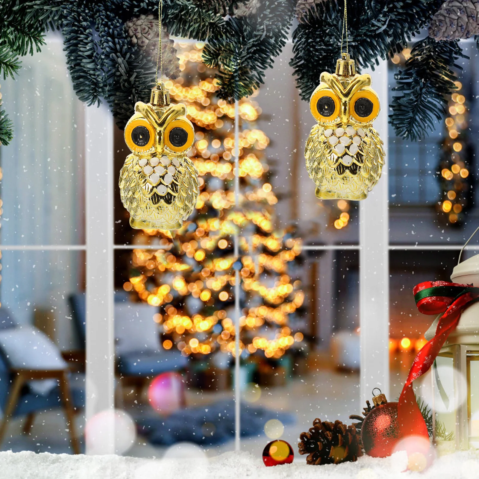 

4Pcs Christmas Owl Hanging Pendant Xmas Tree Decor Cartoon Shape Hanging Ornaments Christmas Tree Decorations Xmas Party Props