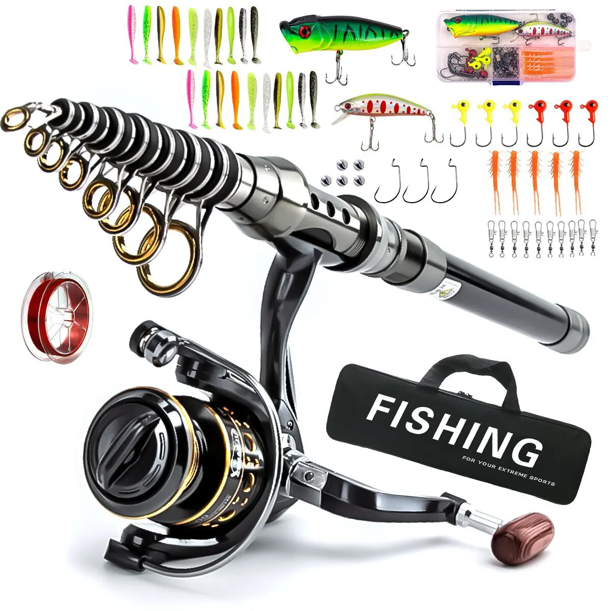 

Carbon Fiber Sea Fishing Rod and Reel Set Short Section Portable Travel Lure Casting Fishing Gear Cross-border