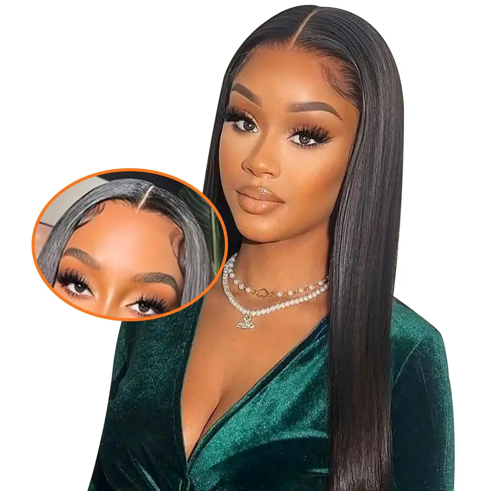 

30 Inch Human Hair Glueless Wigs Bone Straight Wear and Go Pre Plucked Pre Cut Ready to Wear Lace Front Wigs Black Closure Wigs