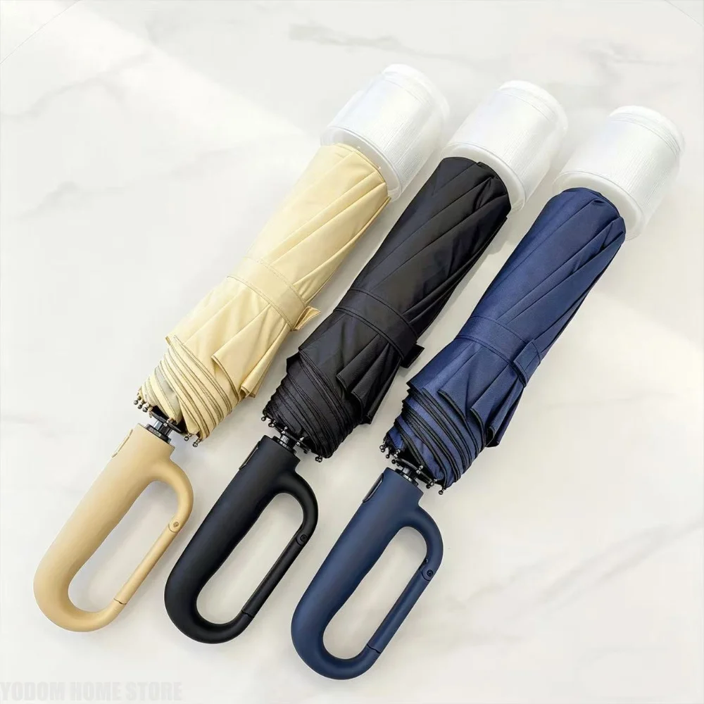 New Ten Double Skeleton Ring Buckle Handle Uv Umbrella with Waterproof Cover Automatic for Sun Rain Paraguas Car - view 6