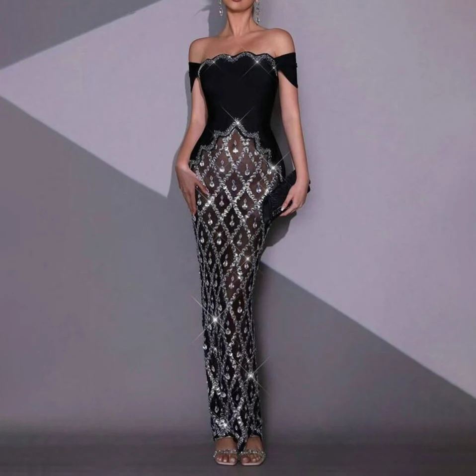 

Модное и сексуальное клетчатое сетчатое элегантное женское бандажное платье знаменитостей, вечернее платье