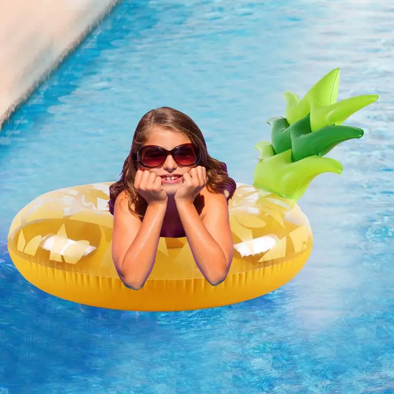 Flotteur gonflable en PVC en forme d'ananas pour piscine, flotteurs d'été confortables et portables avec dossier