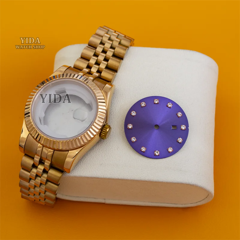 33MM Women's Watch Case Stainless Steel Bracelet Sapphire Crystal 25mm Diamond Dial For DATEJUST NH05 NH06 Movement Accessories