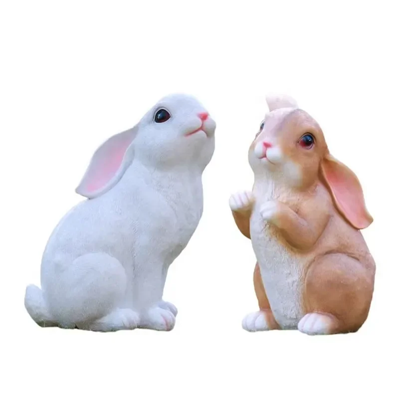 for Lifelike Rabbit Fiberglass Sculpture Outdoor Simulation Animal Statue Kindergarten Landscape Lawn Garden Handicraft Model