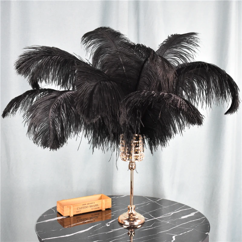 Schwarze Straußenfedern Deko 15-70cm/6-28 Zoll Große Straußenfedern zur Dekoration DIY Vasen als Tischdekoration in der Mitte des Tisches – Detail 3
