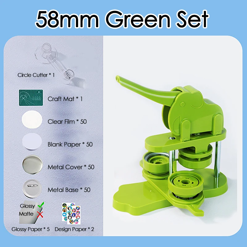 

58mm Button Maker Machine with 50PCS Button Parts+Circle Cutter+Cutting Pad DIY Making Badge Kit Manual Press Button Machine