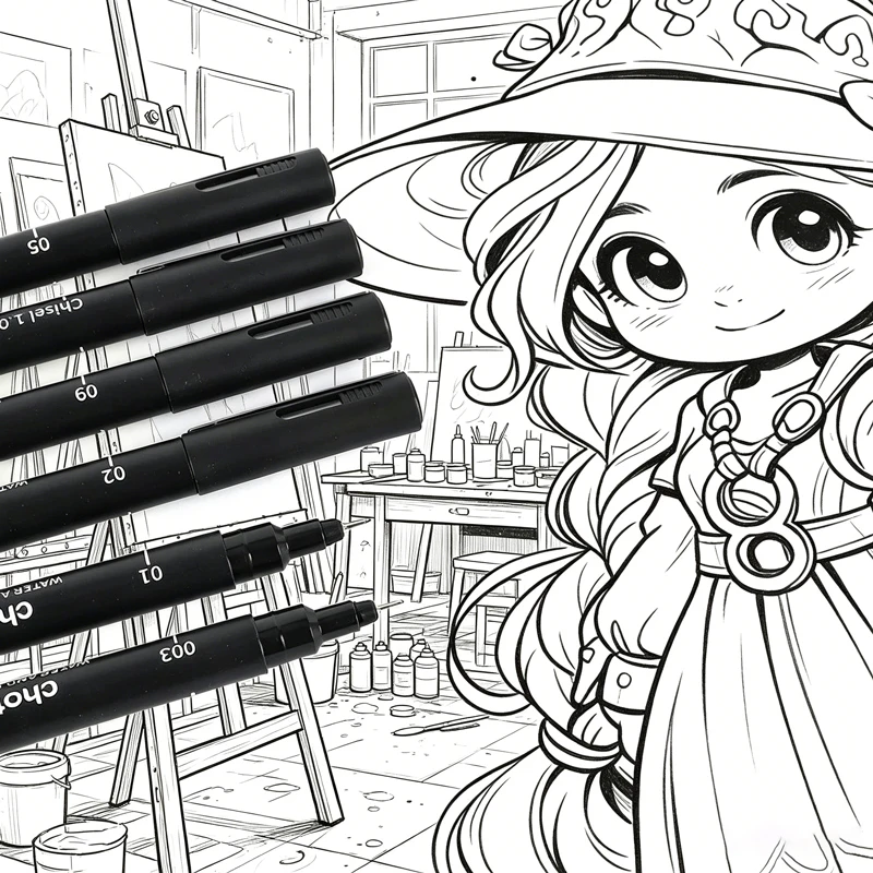 15 Sizes Black Micro Pens,Waterproof Archival Ink Fine Point Pens for Art Illustration,Sketching,Anime,Manga & Technical Drawing