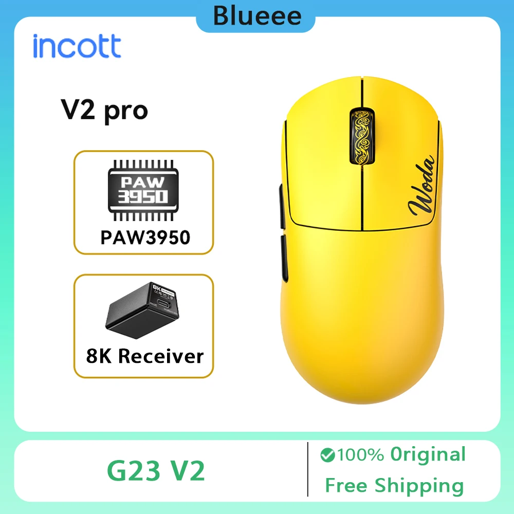 Incott G23 V2 Se/Pro マウス ホットスワップ ワイヤレス 8k マウス 人間工学に基づいた e スポーツ ゲームマウス カスタマイズされた PC アクセサリー ギフト