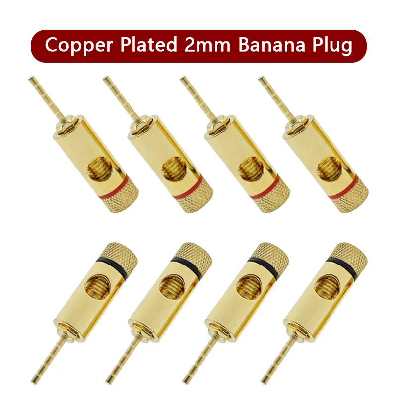 banhado a ouro cobre banana plug adapter terminais banana retos plugs para alto falantes conector de fiacao mm pcs pares 01