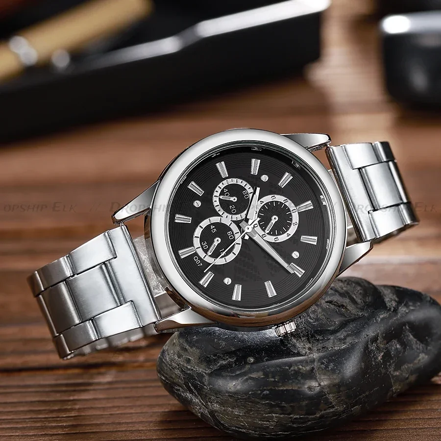 3 눈 캐주얼 쿼츠 시계 남자 스테인레스 스틸 드레스 손목 시계 Reloj Hombre 남자 시계 Relogios Masculino Montre