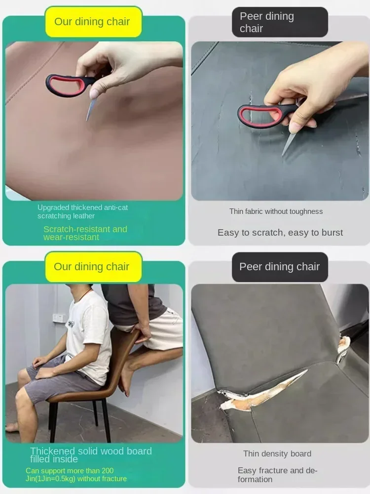 Sedia da pranzo in pelle antigraffio di lusso leggera dal design italiano Sgabello da tavolo da lavoro moderno molto semplice con negoziazione