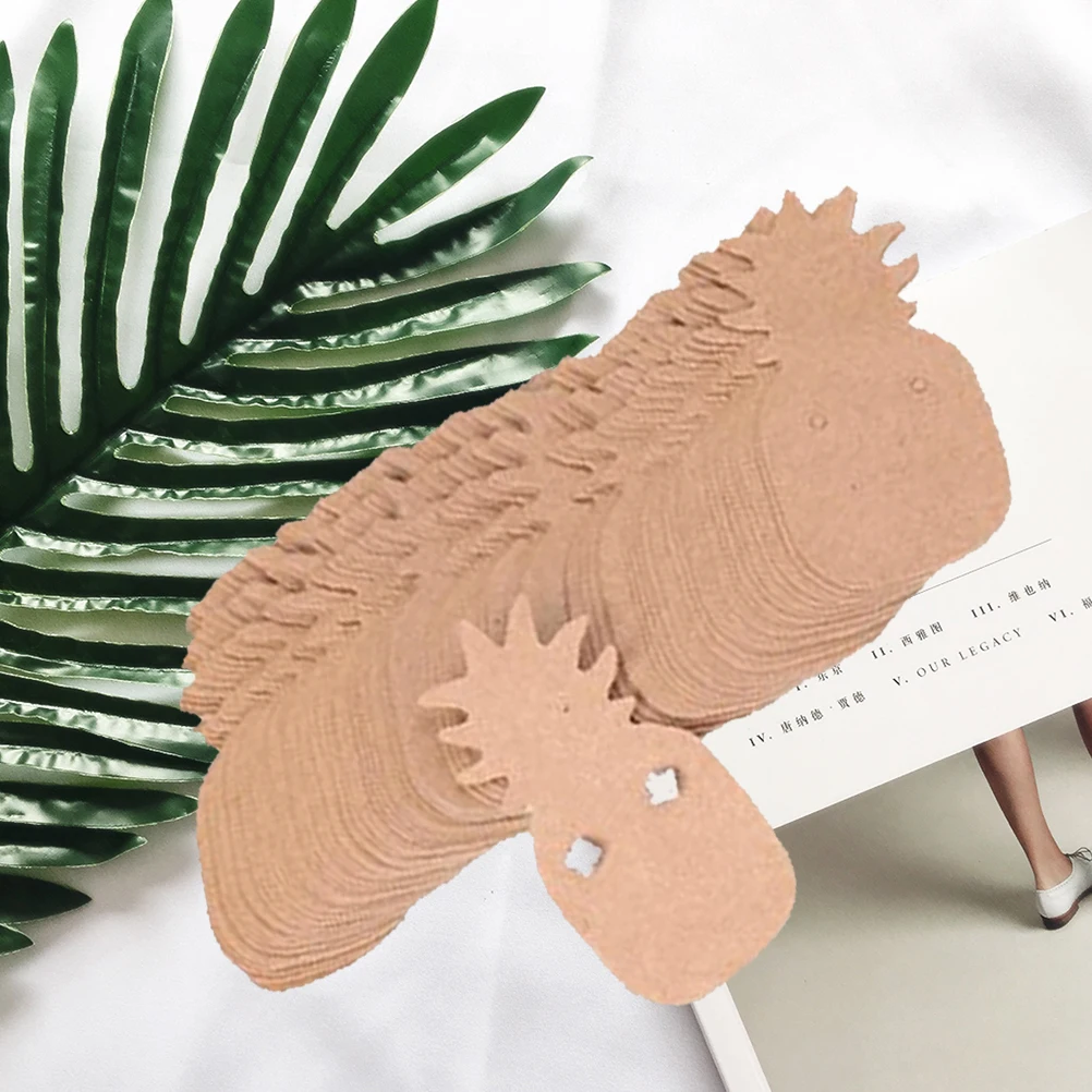 

100pcs Jewelry Paper Cards Kraft Earring Tags Display Ear Studs Price Holder Pineapple Craft Fairs Accessories Showcases