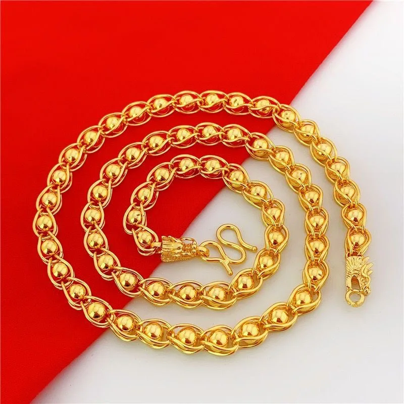 Gold plated 6mm fried dough twist eye chain men's necklace frosted net red men's high-grade jewelry necklace free of freight