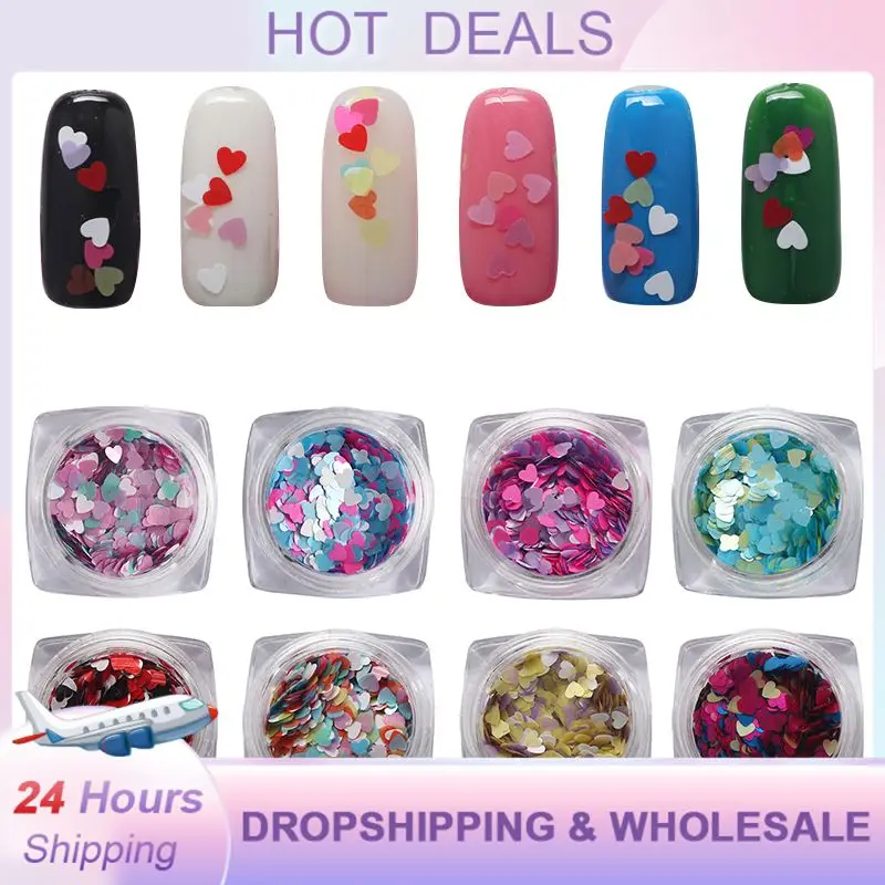 Heart Decoration Long-lasting Shine Heart-shaped Flakes Adorable Popular Glamorous Trending Valentine's Nail Decoration