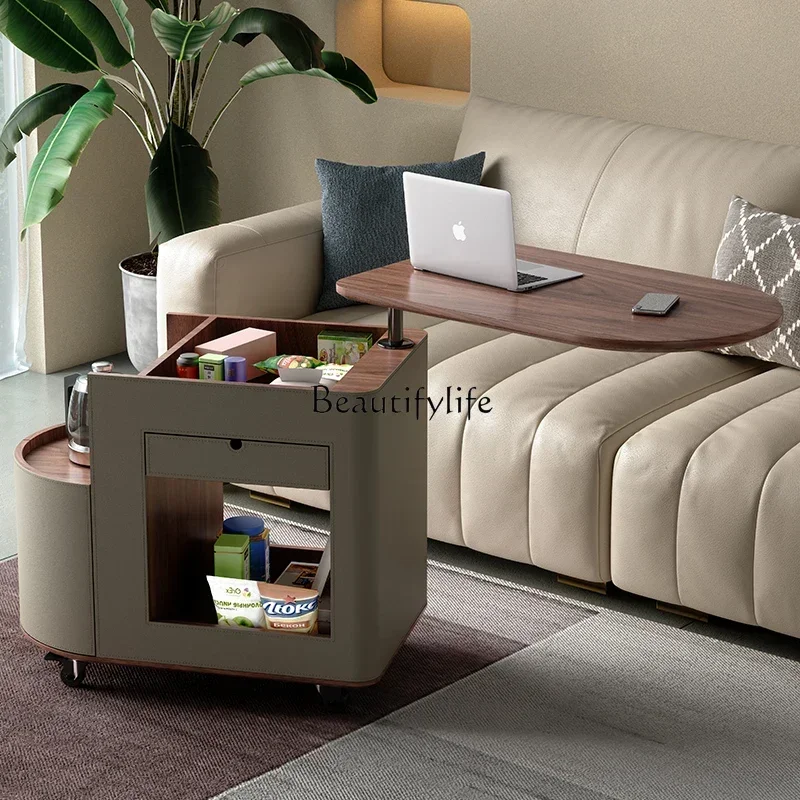 نمط خشب متين رفع طاولة القهوة غرفة المعيشة المنزل خزانة جانبية متنقلة متعددة الوظائف عربة الشاي ss 8617 #4