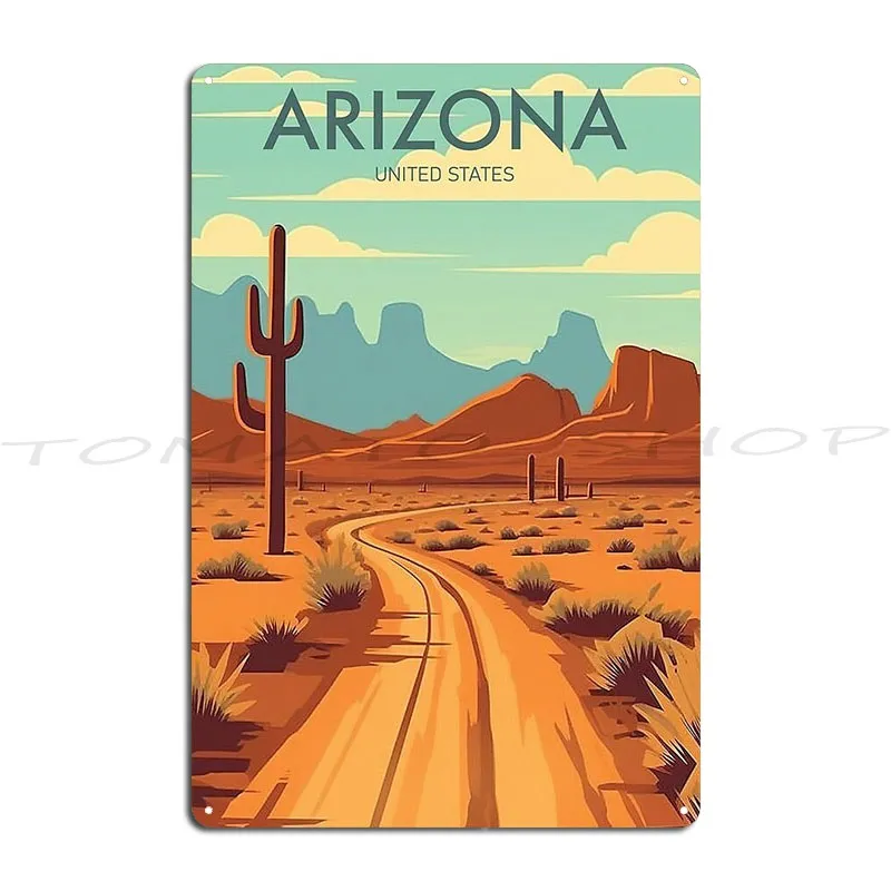 Arizona Desert Road Canyon Metal Plaque Poster Wall Pub Cinema Party Printing Tin Sign Poster