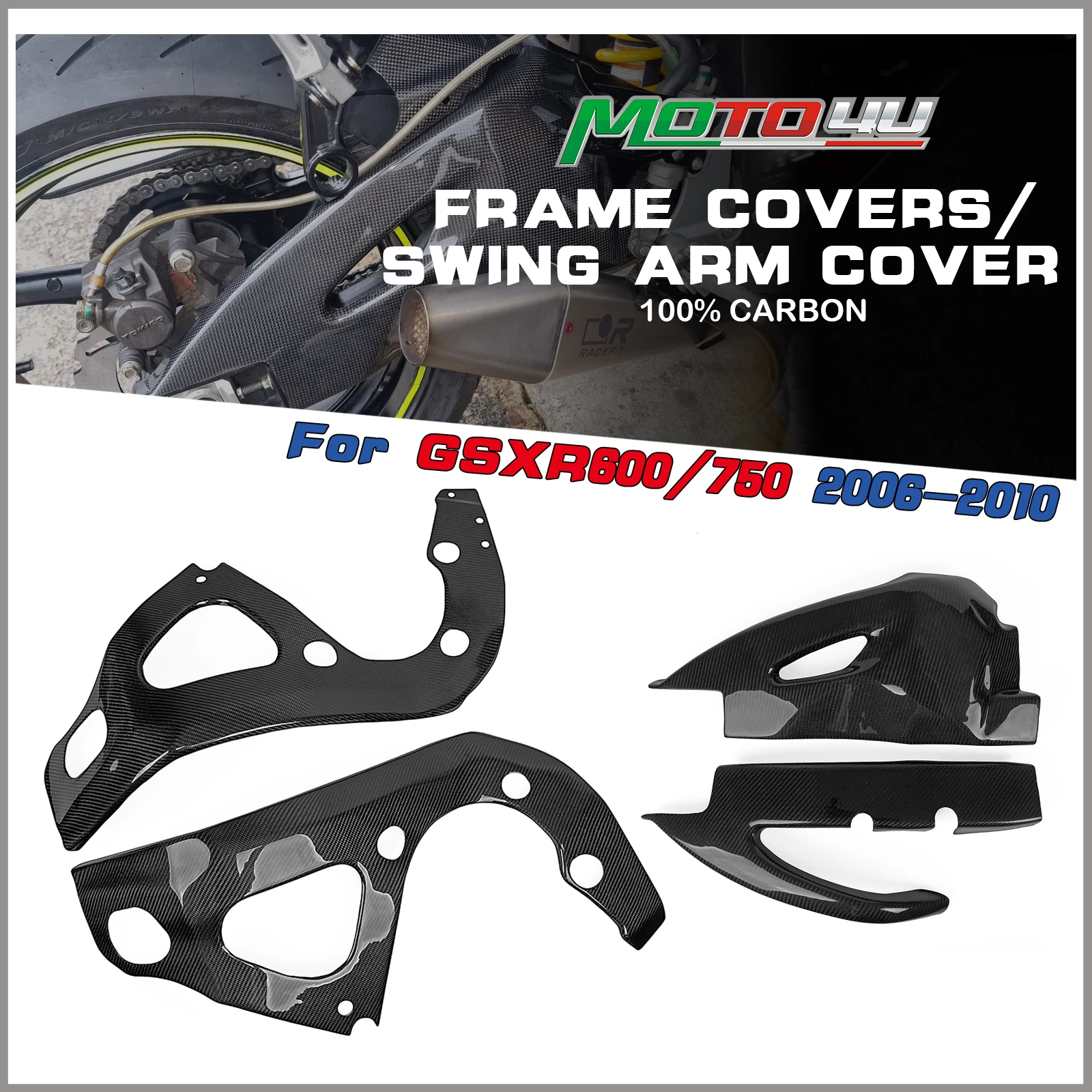 Carbon Fiber Frame Covers Swing Arm Cover Swingarm Protectors Guards For SUZUKI GSX-R 600/750 2006 2007 2008 2009 2010 K6 K8