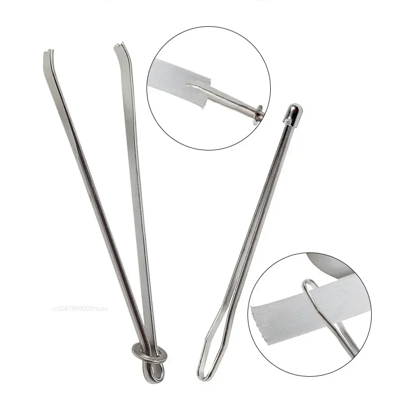 2/1pcs Stainless Steel Garment Clips Sewing DIY Tools Elastic Band Tape Punch Cross Stitch Threader Wear Rope Elastic Clamp