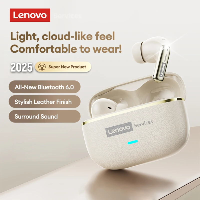 لينوفو LE208 سماعة لاسلكية تعمل بالبلوتوث 6.0 سماعات جلدية HiFi ضياع الصوت الحد من الضوضاء سماعة الكمون المنخفض سماعات أذن للألعاب