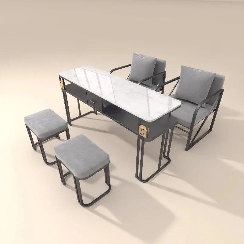 Luxury Profesional Nail Desk Workstation Chair Set Modern Nordic Nail Table Organizer Aesthetic Stolik Do Paznokci Furnit