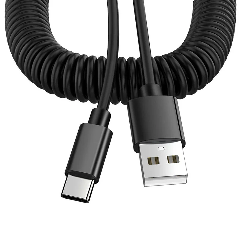 1.2m ประเภท C สายเคเบิลอะแดปเตอร์ชาร์จสายไฟอุปกรณ์เสริม 2.4A USB C Data Sync Spring สําหรับ Android ปฏิบัติ