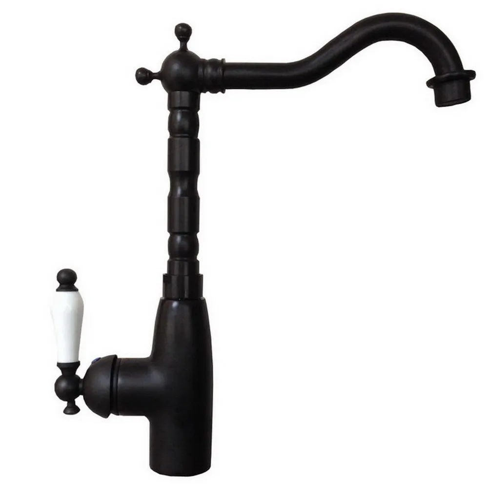 

Black Oil Rubbed Brass Bathroom Kitchen Basin Sink Faucet Mixer Tap Swivel Spout Single Handle One Hole Deck Mounted msf106